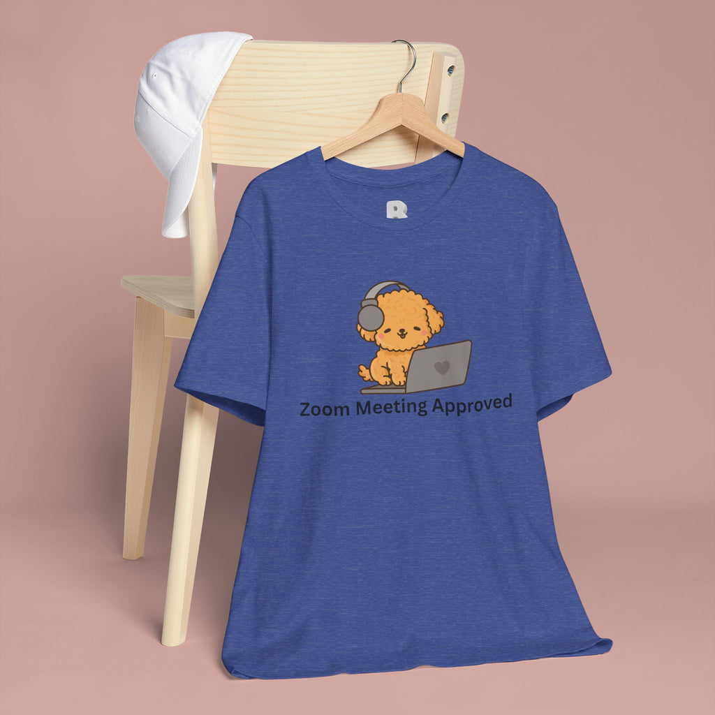 Zoom Meeting Approved Tee — Cute Puppy with Headset Laptop Graphic