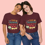 Dog Lover T-Shirt — "This Human Belongs to a Dog" Cute Paw Print Tee
