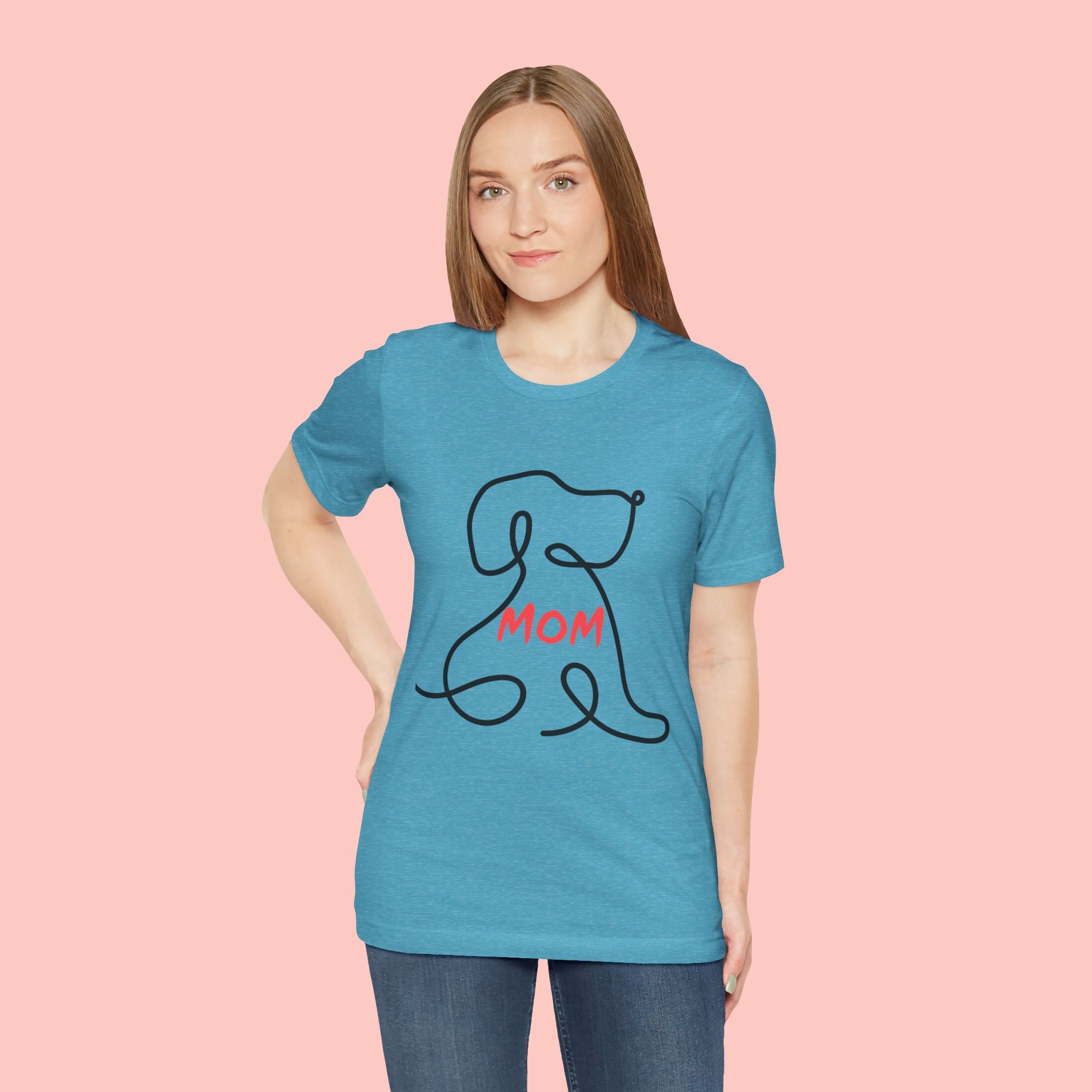 Mom Dog T-Shirt — Minimal Line Art Puppy Tee for Dog Moms, Mother's Day Gift