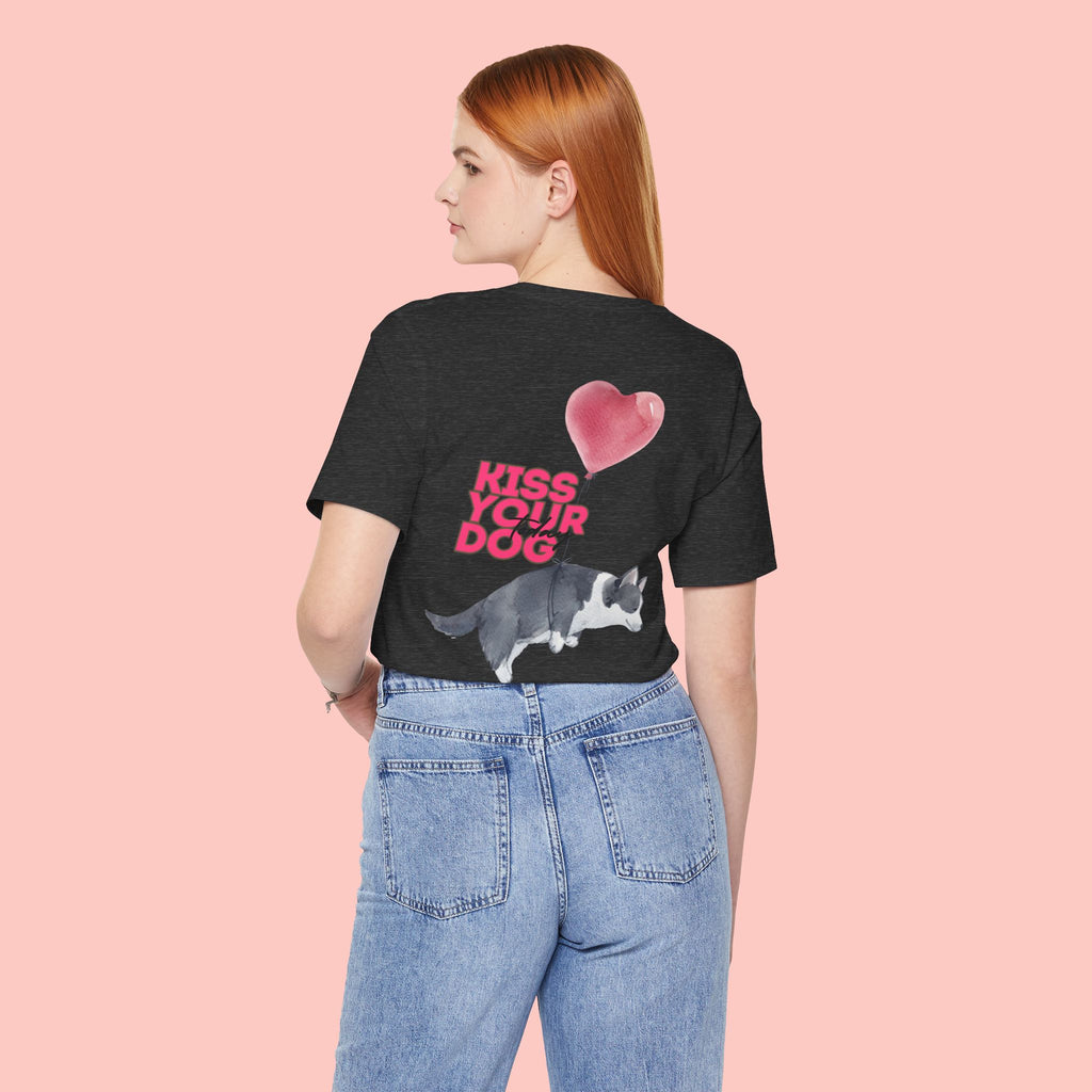 Kiss Your Dog Tee — Corgi Heart Balloon Graphic T-Shirt