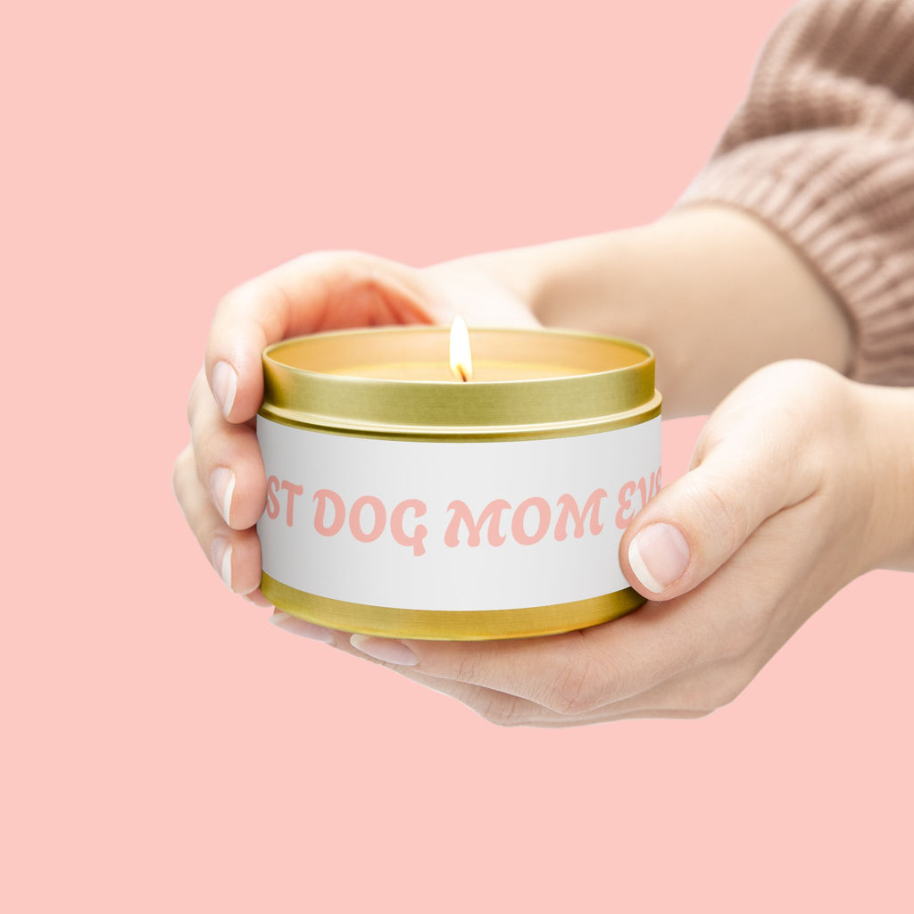 Tin Candle — "Best Dog Mom Ever" Scented Tin Candle | Gift for Dog Lovers