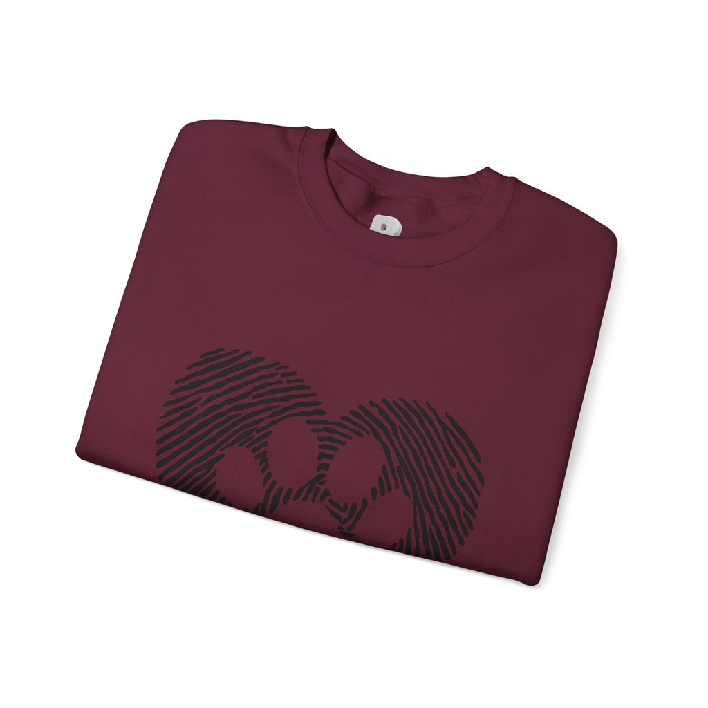 Fingerprint Heart Crewneck Sweatshirt — Panda Paw Love Graphic