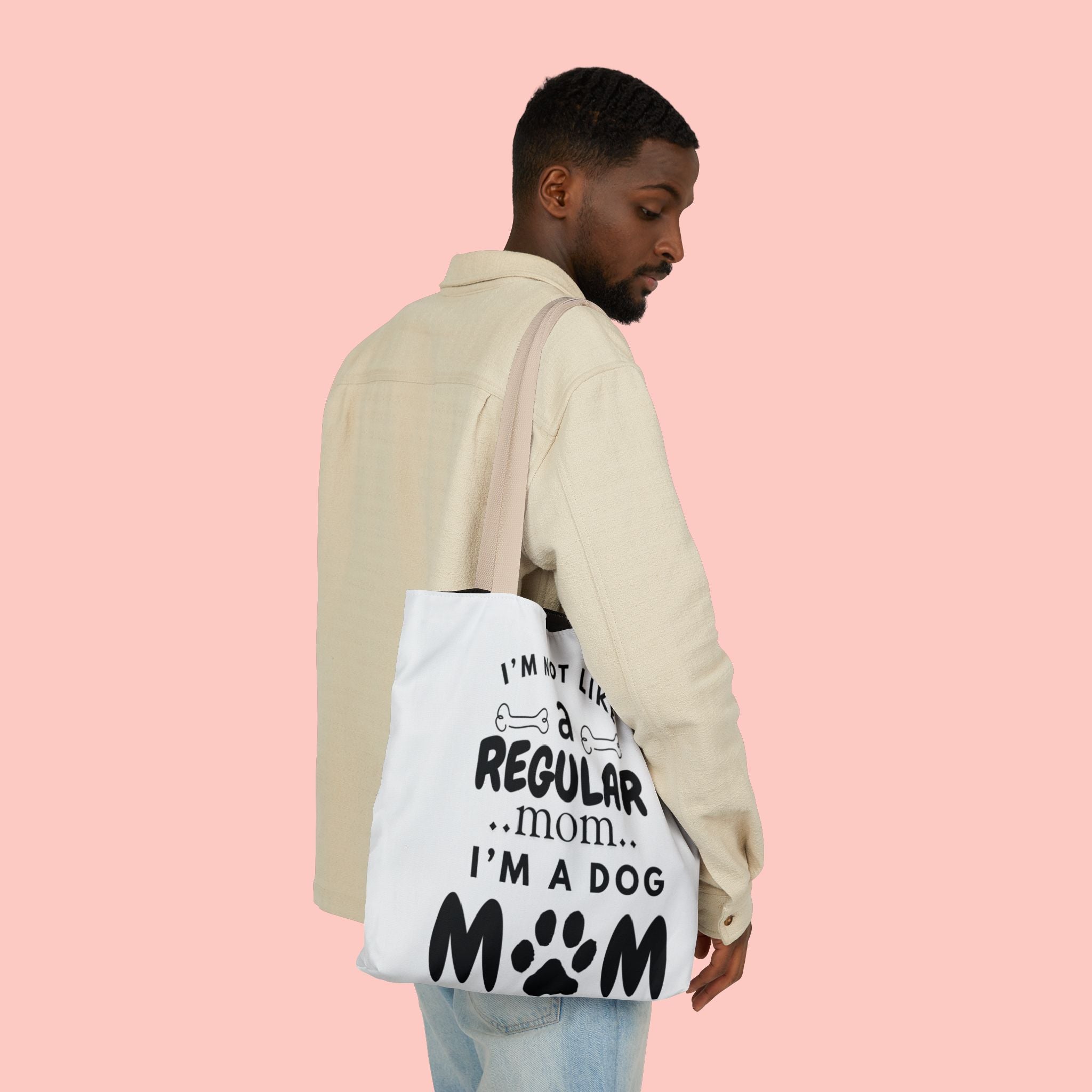 Dog Mom Canvas Tote Bag — “I’m Not Like a Regular Mom… I’m a Dog Mom”