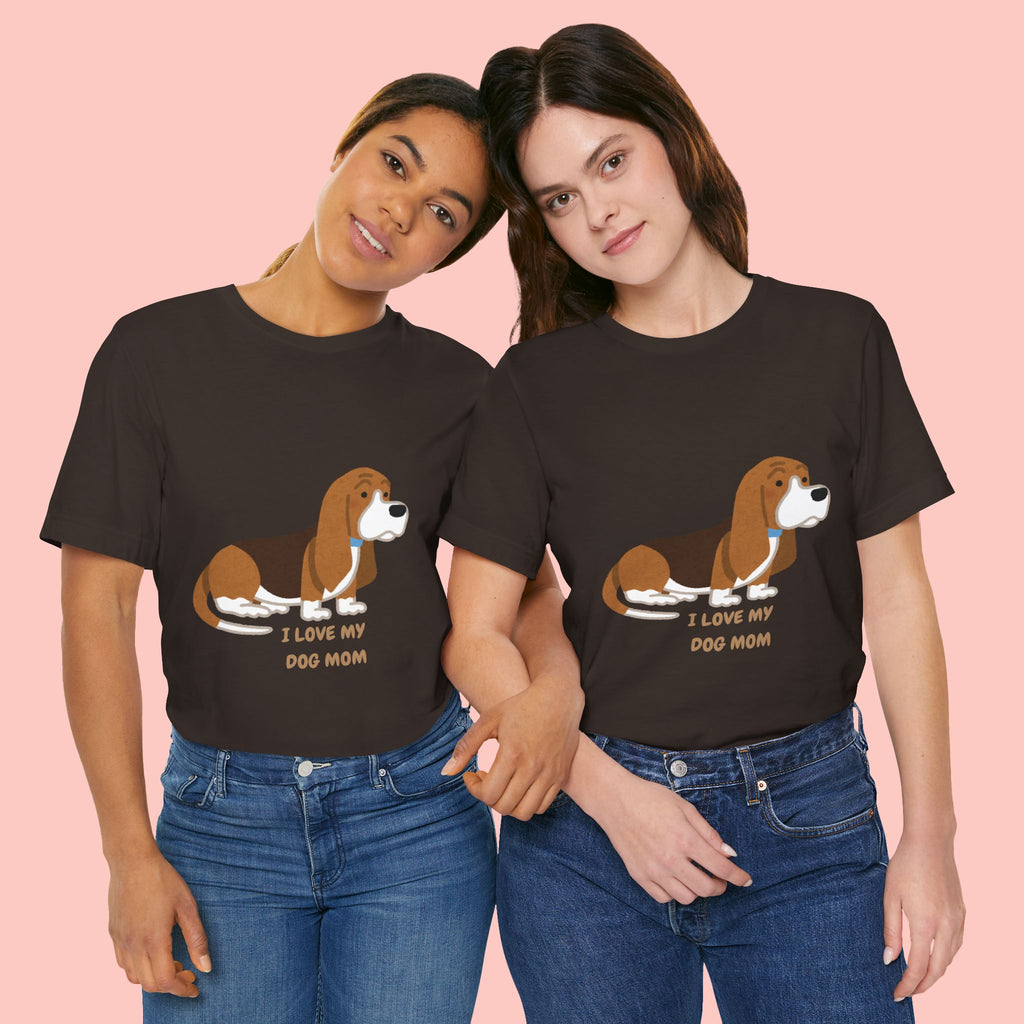 Dog Mom T‑Shirt — Cute Basset Hound I Love My Dog Mom Tee