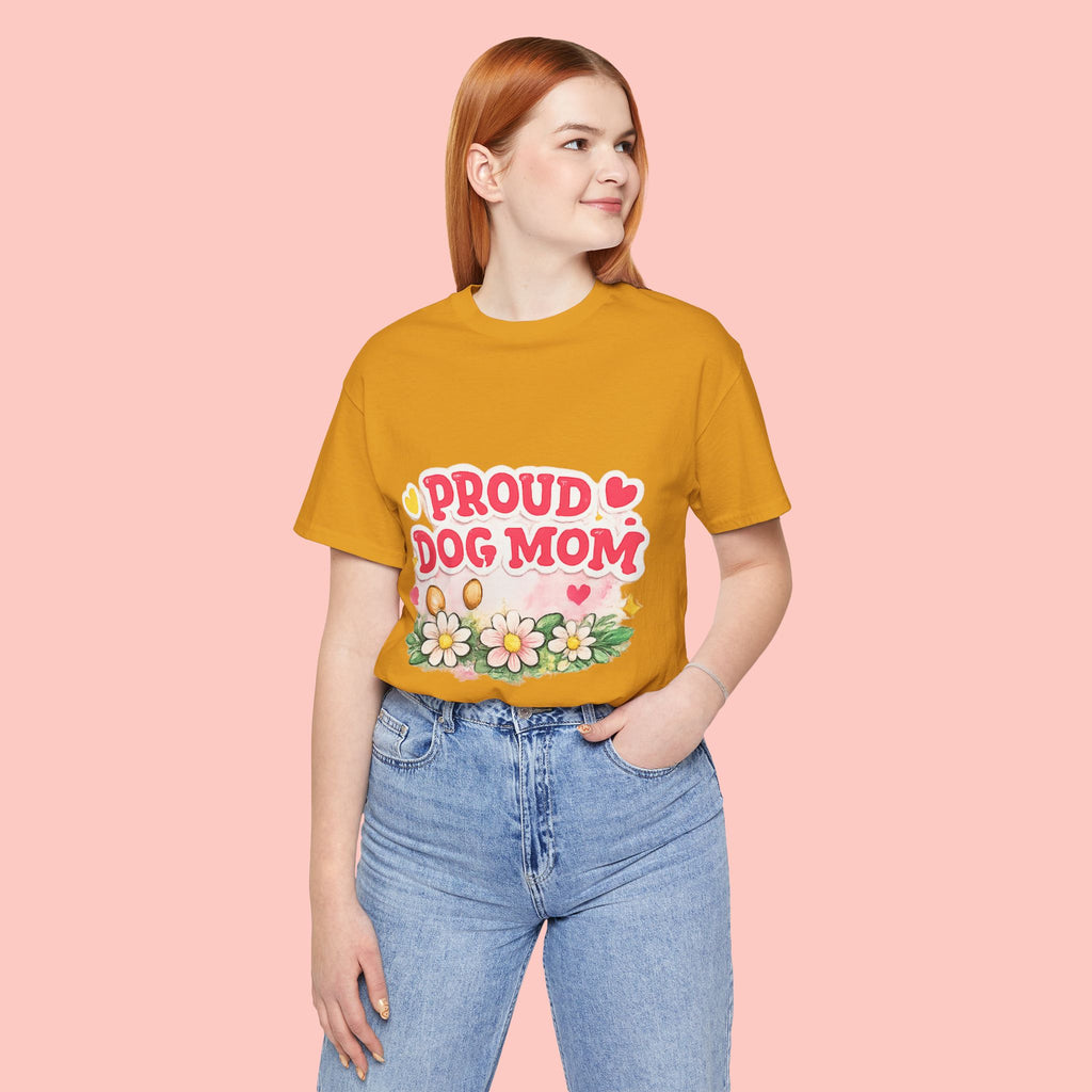 Proud Dog Mom Tee – Floral Retro Heart Design