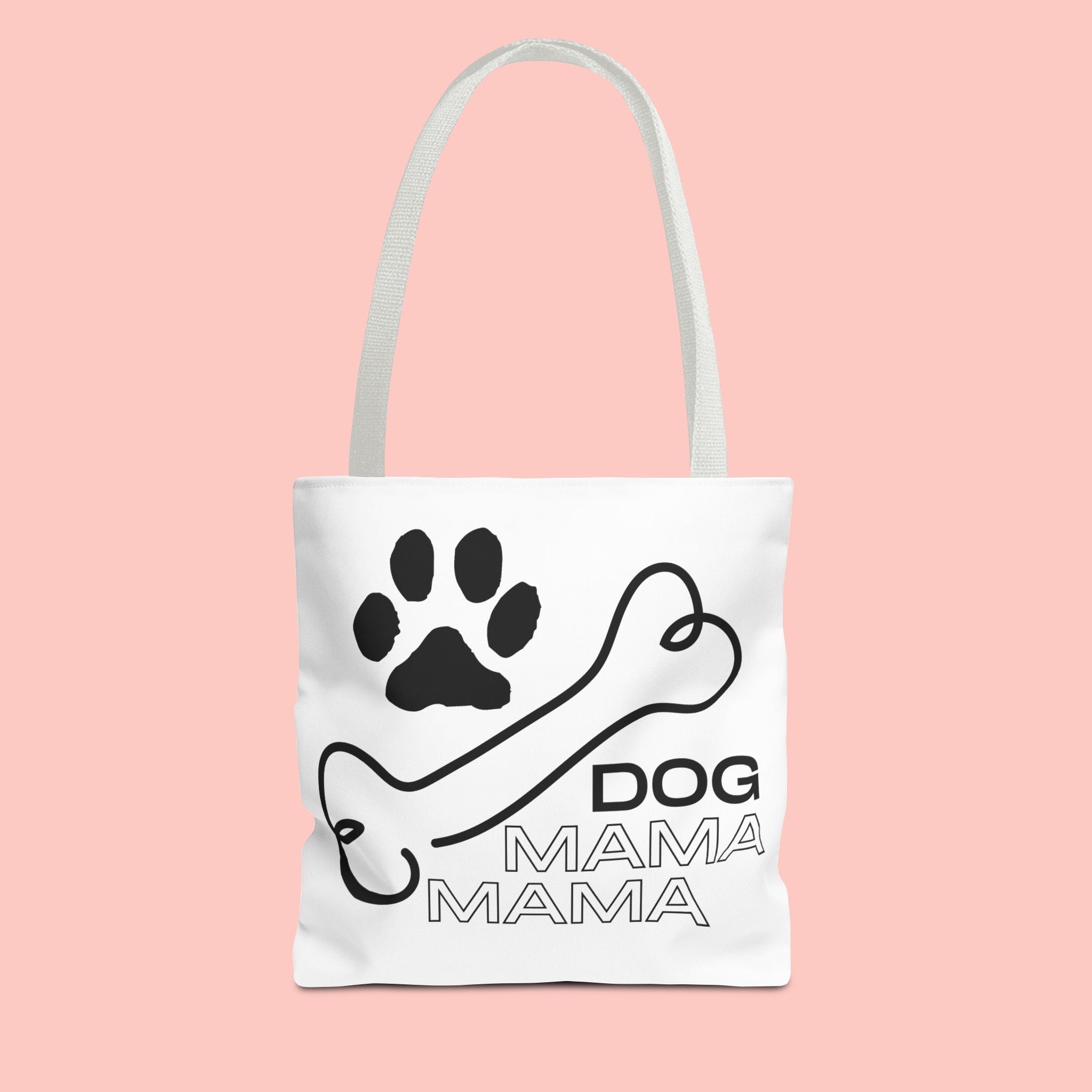 Dog Mama Tote Bag — Paw Print & Bone Graphic Canvas Shopper