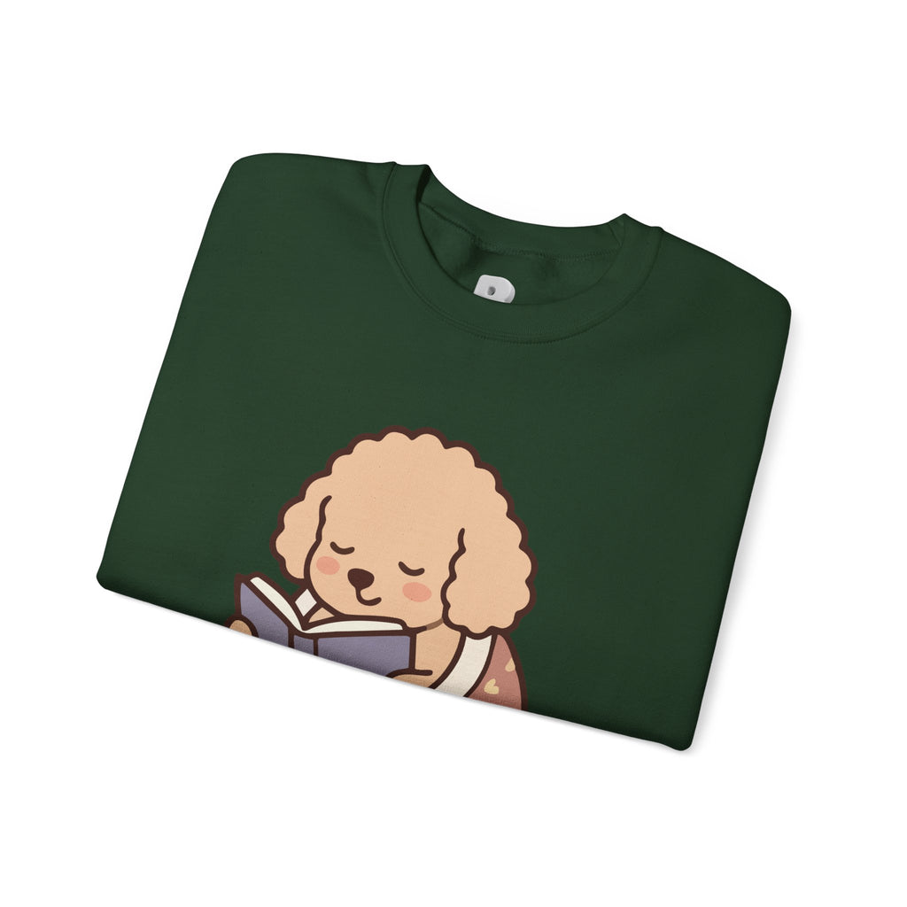Cozy Reading Puppy Sweatshirt — "Paw Prints On My Soul" Crewneck