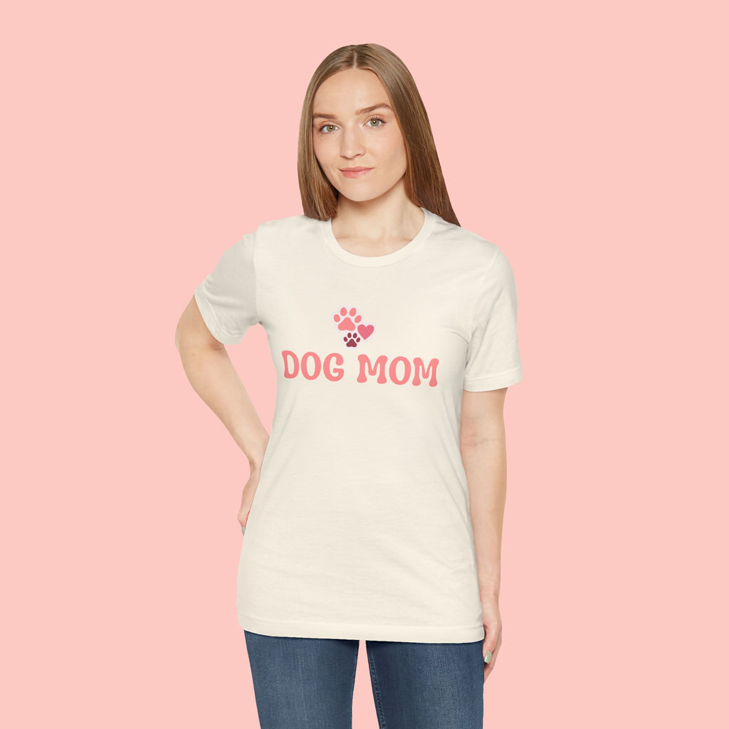 Dog Mom T-Shirt — Pink Paw Graphic Tee for Dog Lovers