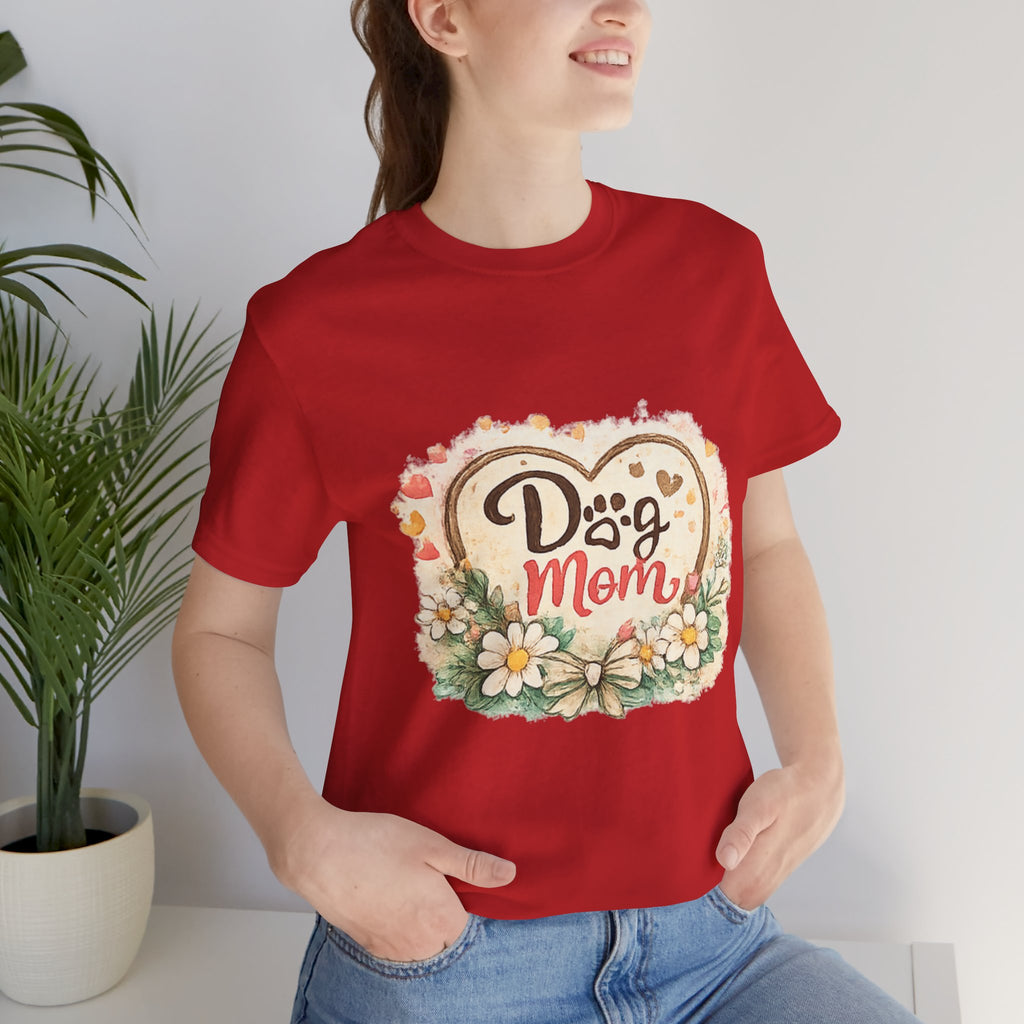Dog Mom T-Shirt – Floral Heart Paw Design