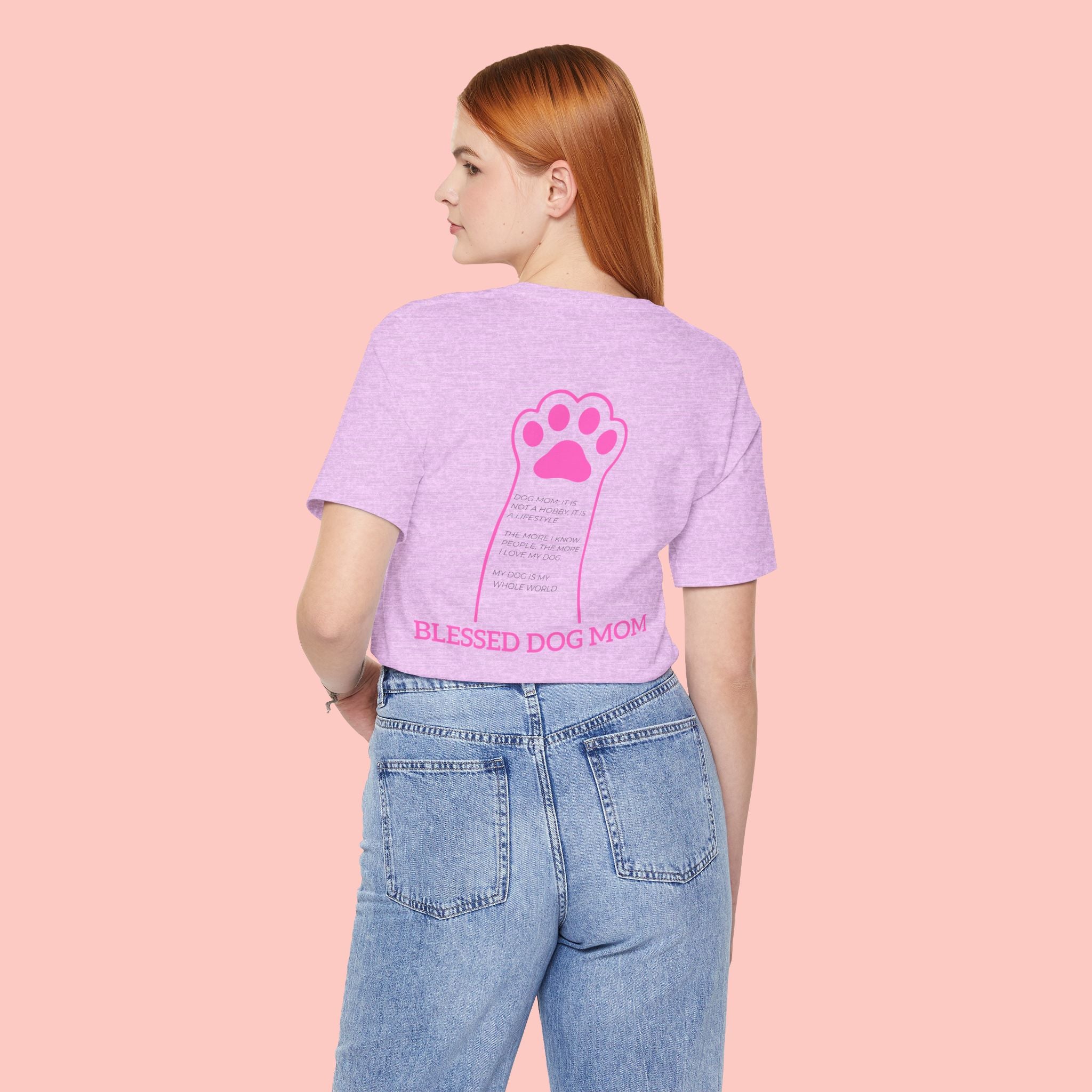Blessed Dog Mom T-Shirt — Pink Paw Graphic Dog Lover Tee