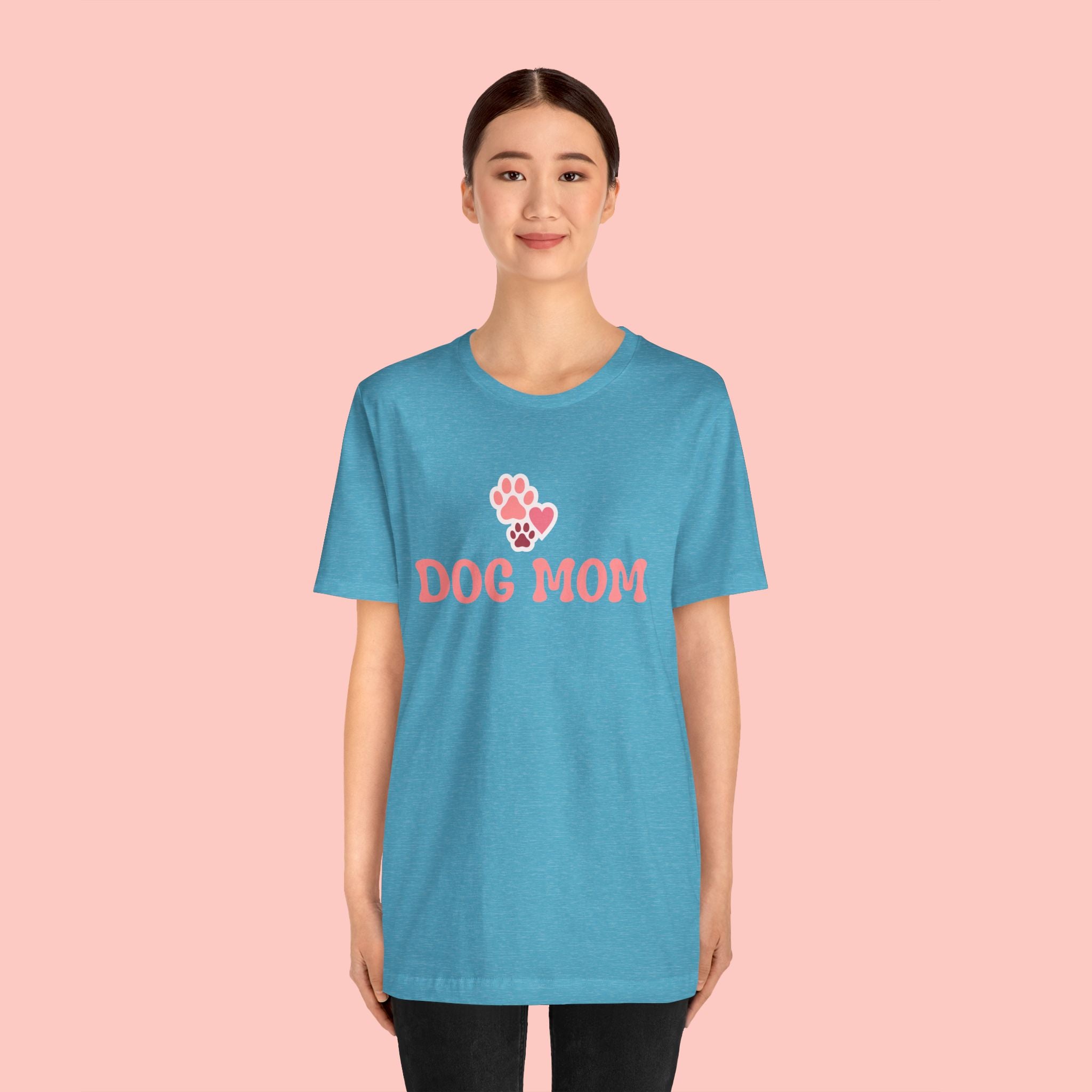 Dog Mom T-Shirt — Pink Paw Graphic Tee for Dog Lovers
