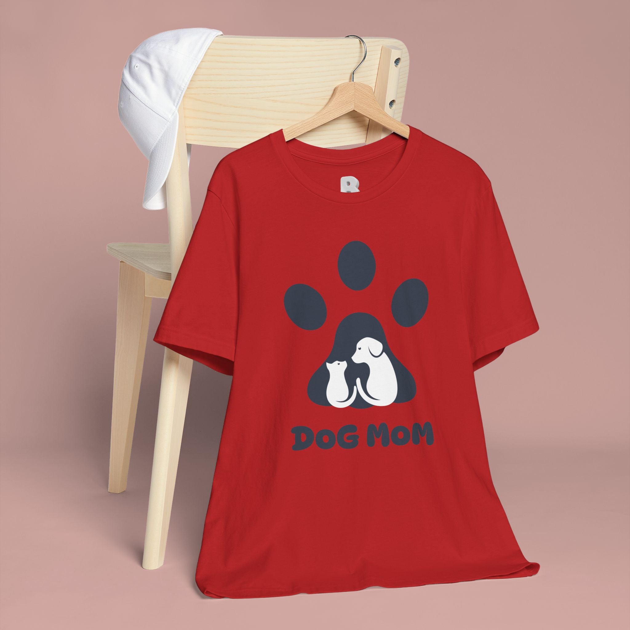 Dog Mom T‑Shirt — Paw Print with Dog & Puppy Graphic
