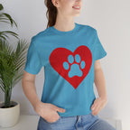 Pet Lover T-Shirt — Red Heart Paw Print Tee