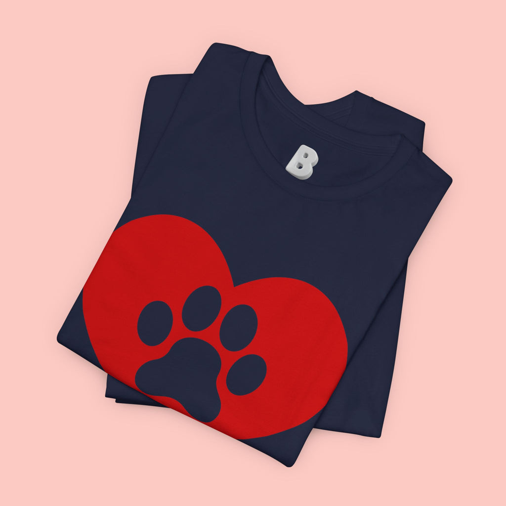 Pet Lover T-Shirt — Red Heart Paw Print Tee