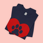Pet Lover T-Shirt — Red Heart Paw Print Tee
