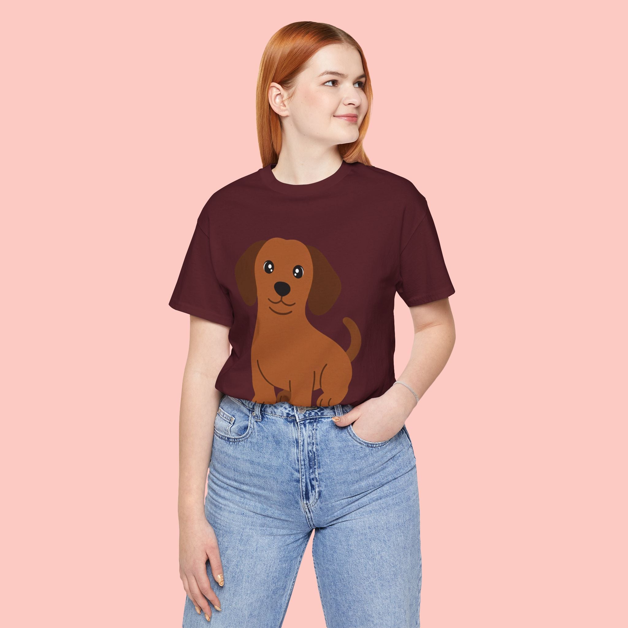 Dachshund Puppy Graphic T-Shirt — Cute Brown Dog Tee
