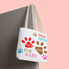 Dog Mom Tote Bag – "Fur Baby" Paw Print AOP Tote