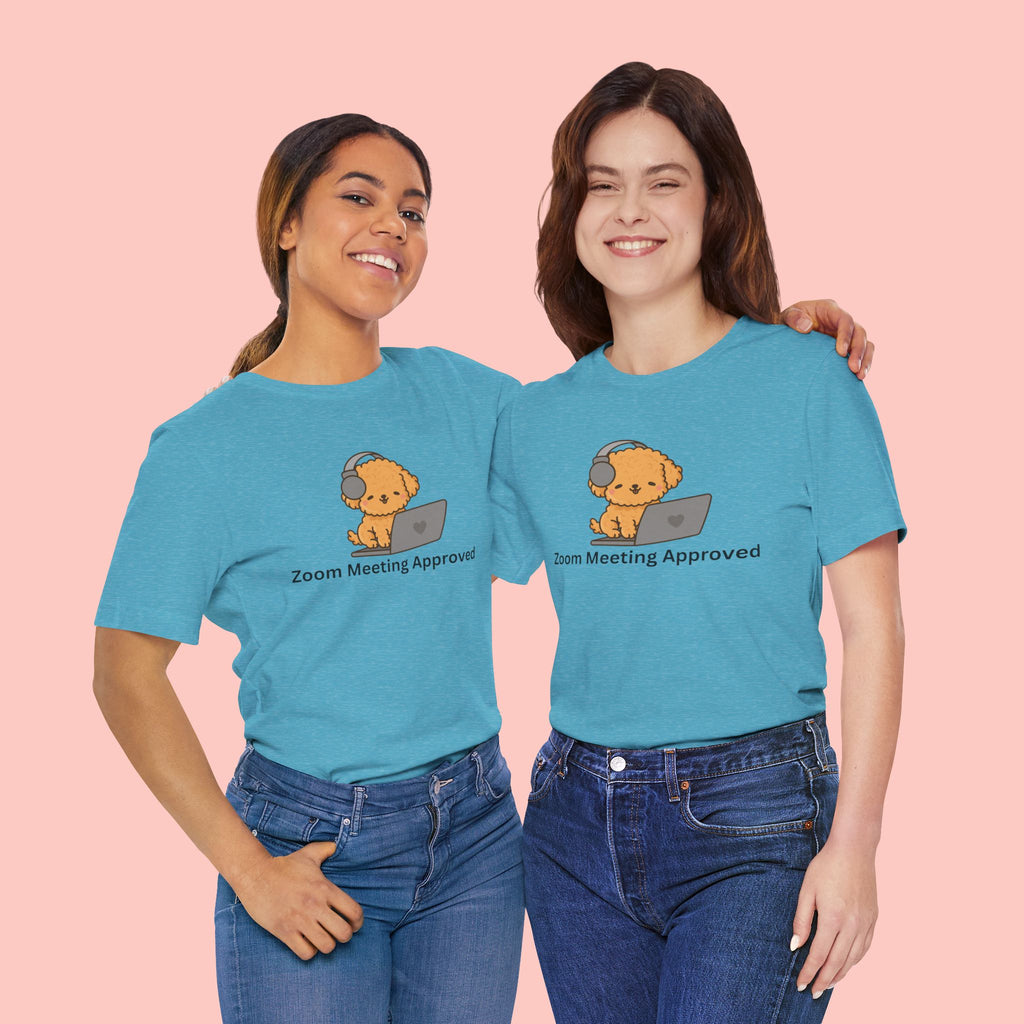 Zoom Meeting Approved Tee — Cute Puppy with Headset Laptop Graphic