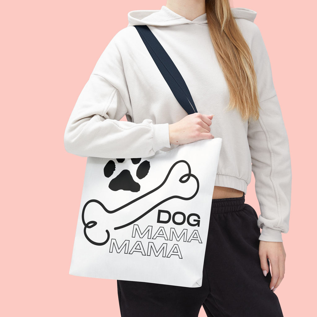 Dog Mama Tote Bag — Paw Print & Bone Graphic Canvas Shopper