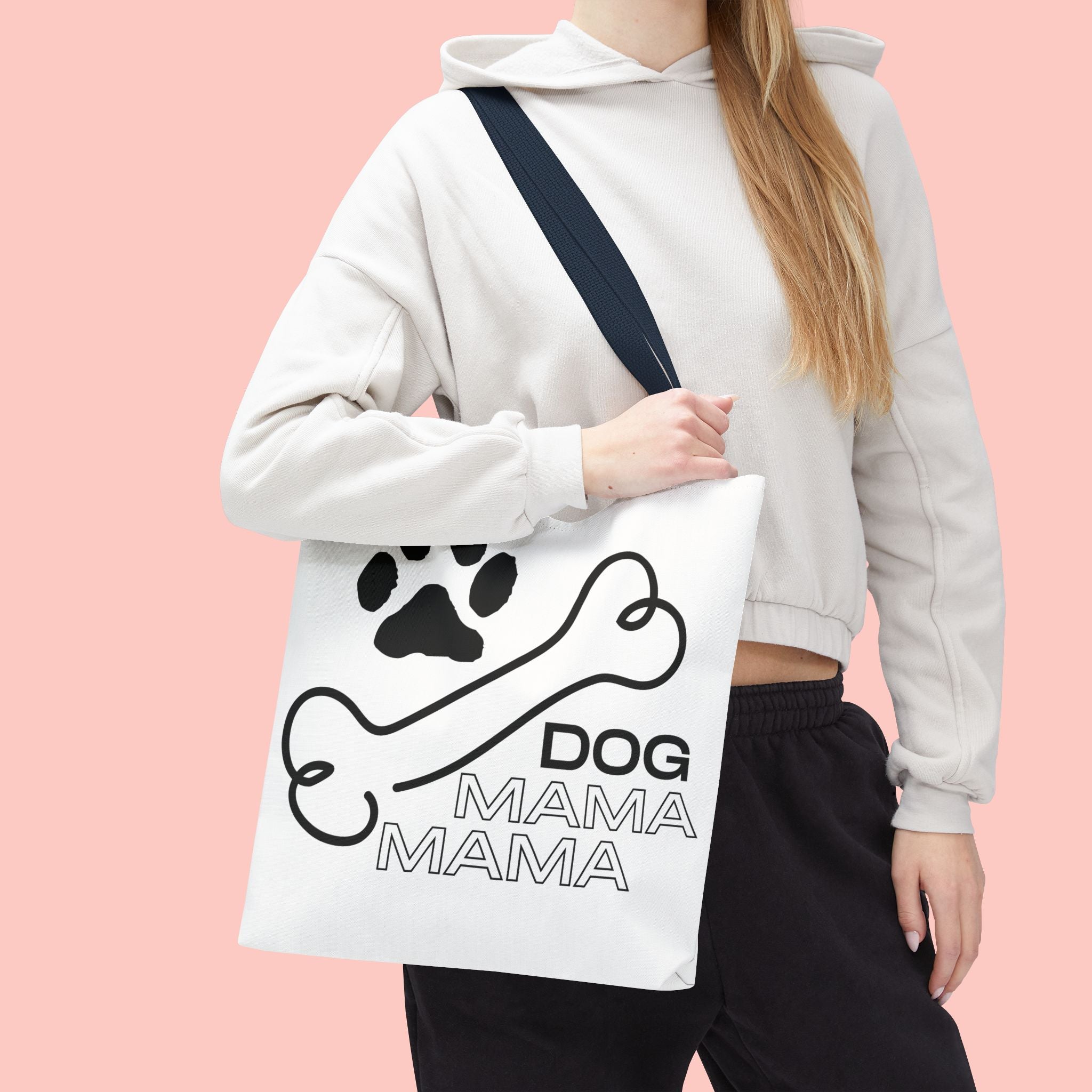 Dog Mama Tote Bag — Paw Print & Bone Graphic Canvas Shopper