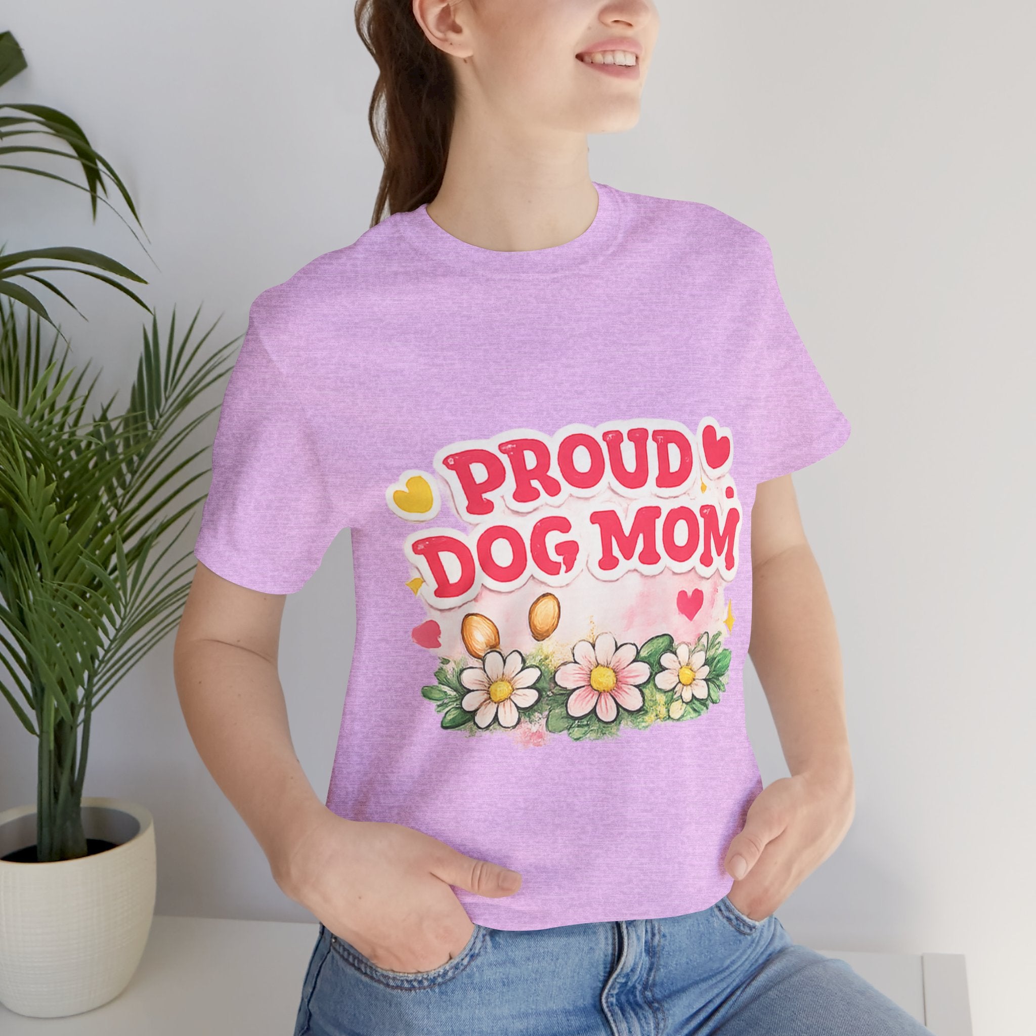 Proud Dog Mom Tee – Floral Retro Heart Design