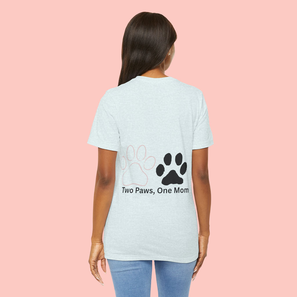 T-Shirt — “Two Paws, One Mom” Paw Print Mom Tee