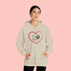 Dog Mom Hoodie — Heart Paw Print Pullover for Pet Lovers