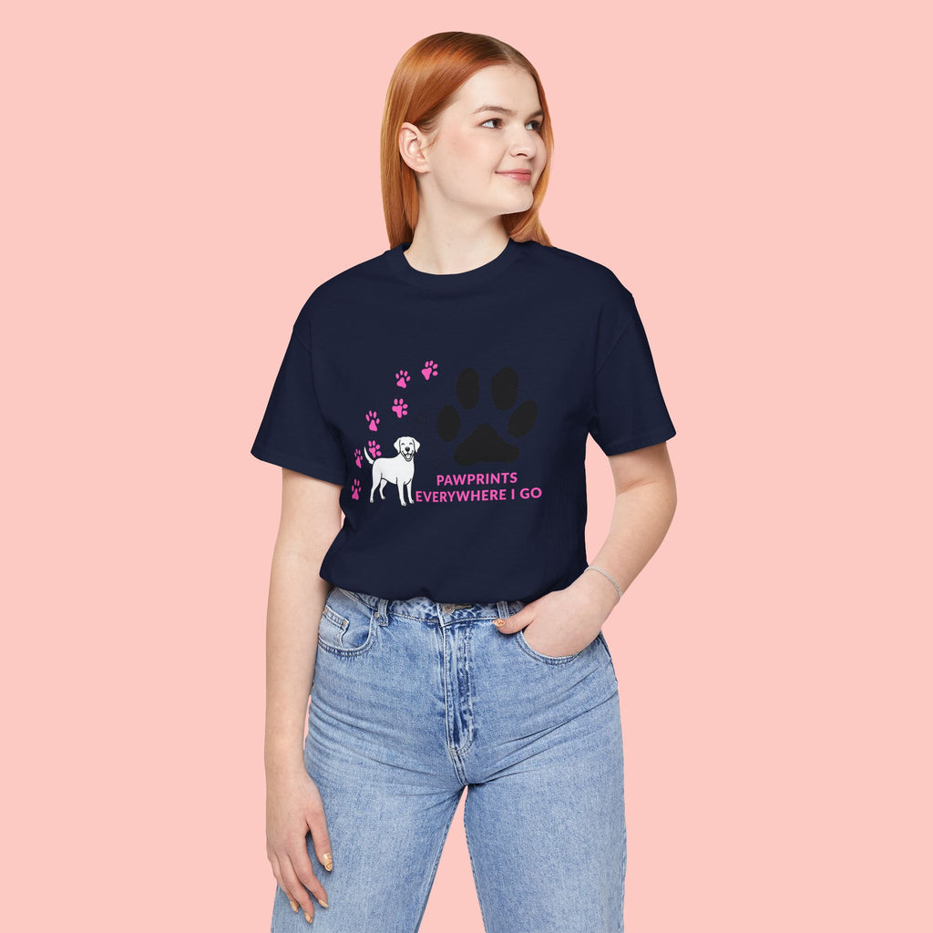 Dog Pawprint T-Shirt — "Pawprints Everywhere I Go" Cute Pet Lover Tee