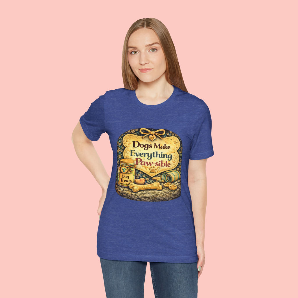 Dog Lover T‑Shirt – "Dogs Make Everything Paw‑sible" Vintage Pet Rescue Tee
