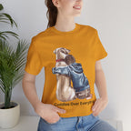 Cuddles Over Everything Tee — Boy Hugging Dog Animal Lover T-Shirt