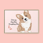 Framed Canvas Print — "First My Dog, Then Everything Else" Corgi Wall Art