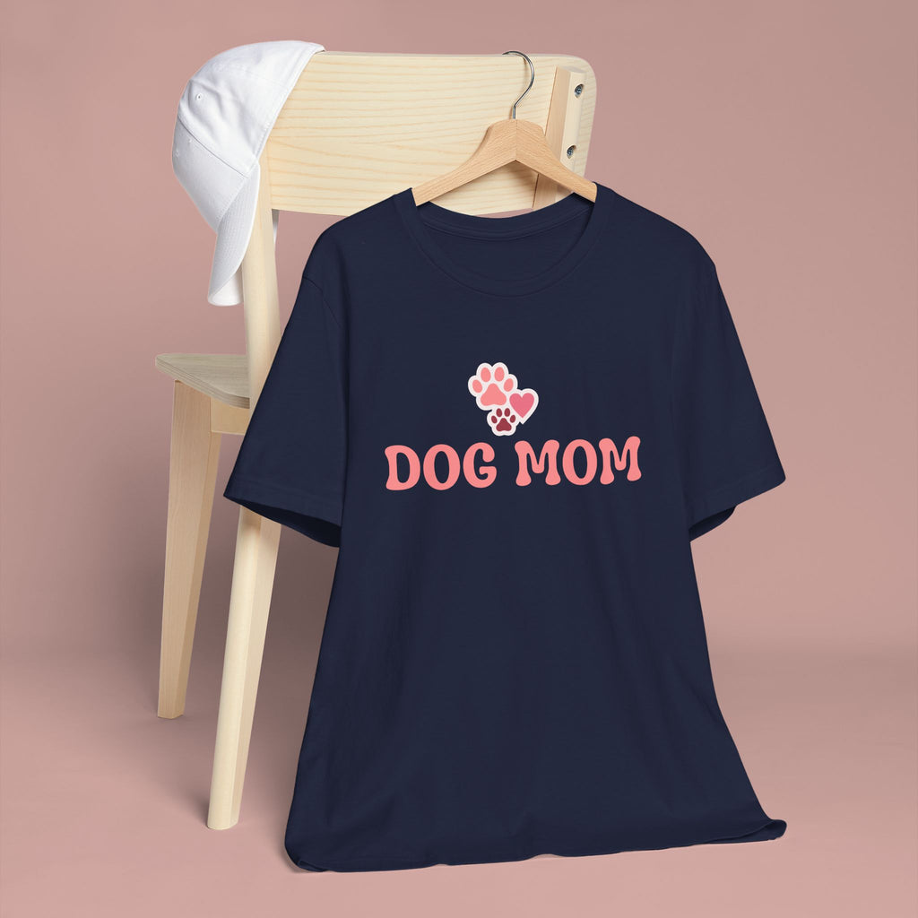 Dog Mom T-Shirt — Pink Paw Graphic Tee for Dog Lovers