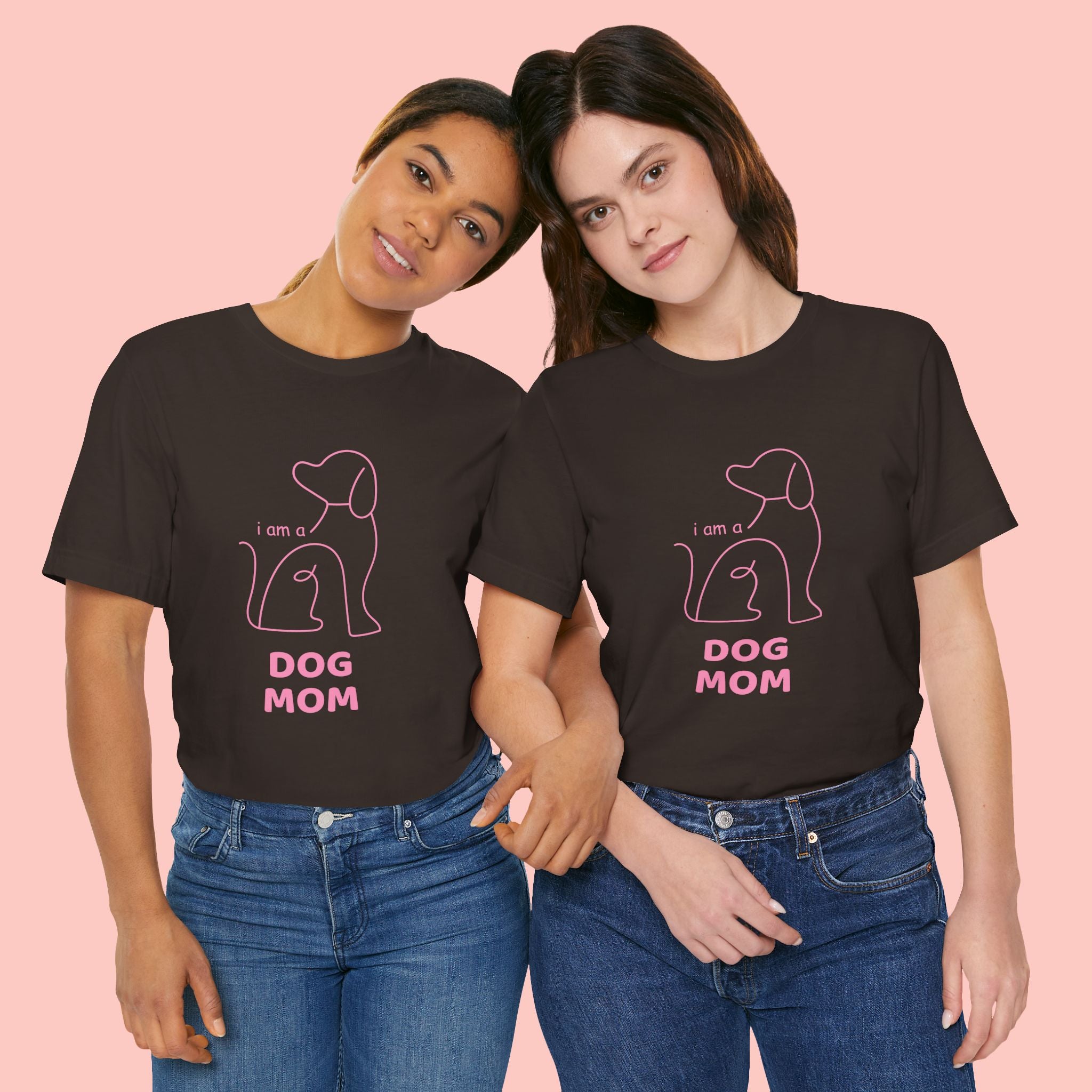 Dog Mom T‑Shirt – Minimal Pink Line Art Dog Tee