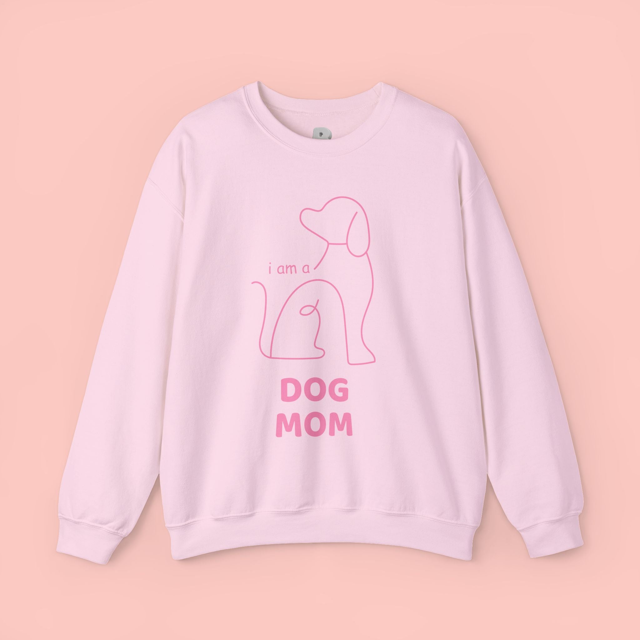 Dog Mom Crewneck Sweatshirt — "I am a Dog Mom" Minimal Line Art Pullover