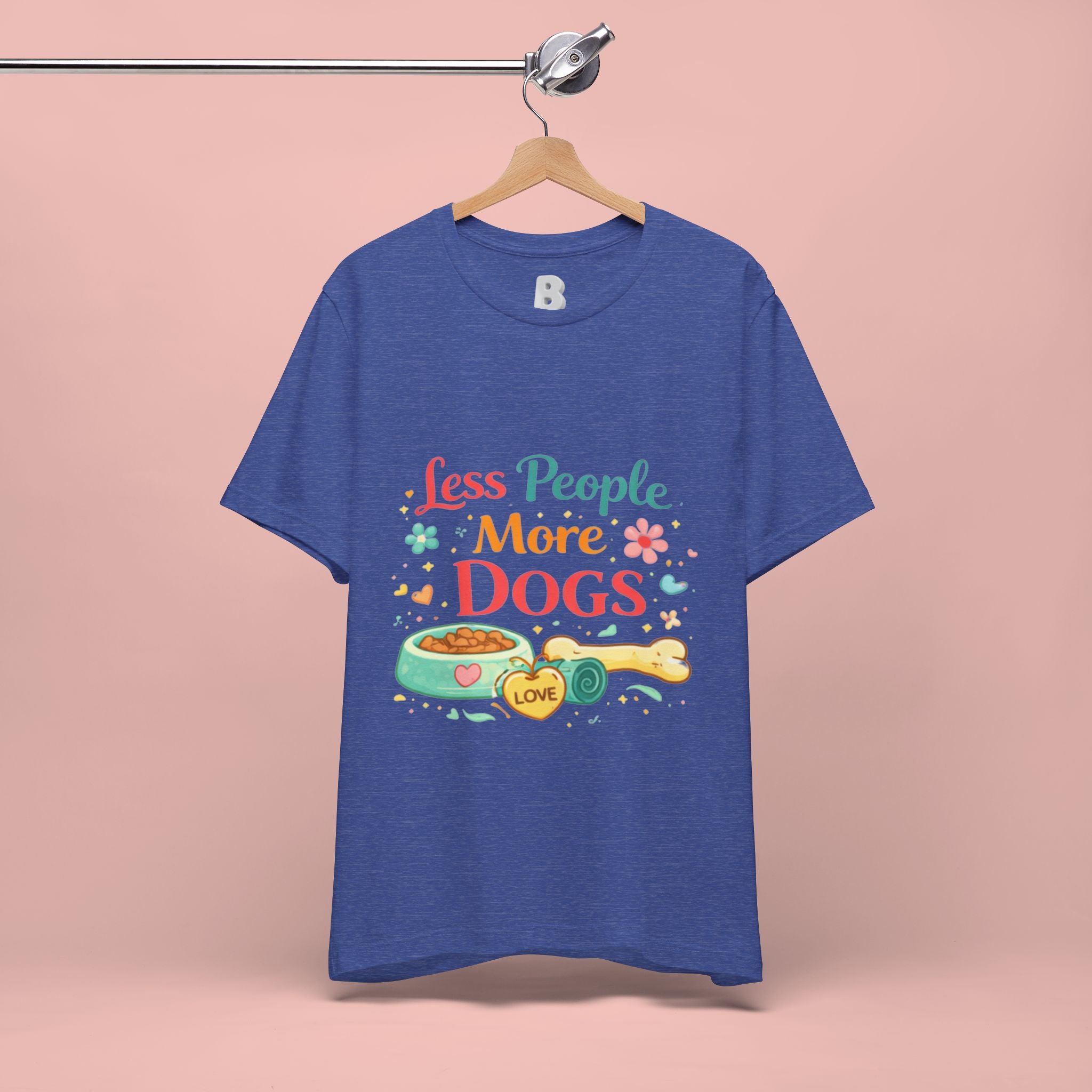 Less People More Dogs T-Shirt – Cute Dog Bowl & Bone Graphic Tee