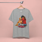 Dog Mom T-Shirt - Cute Woman Hugging Golden Retriever Tee