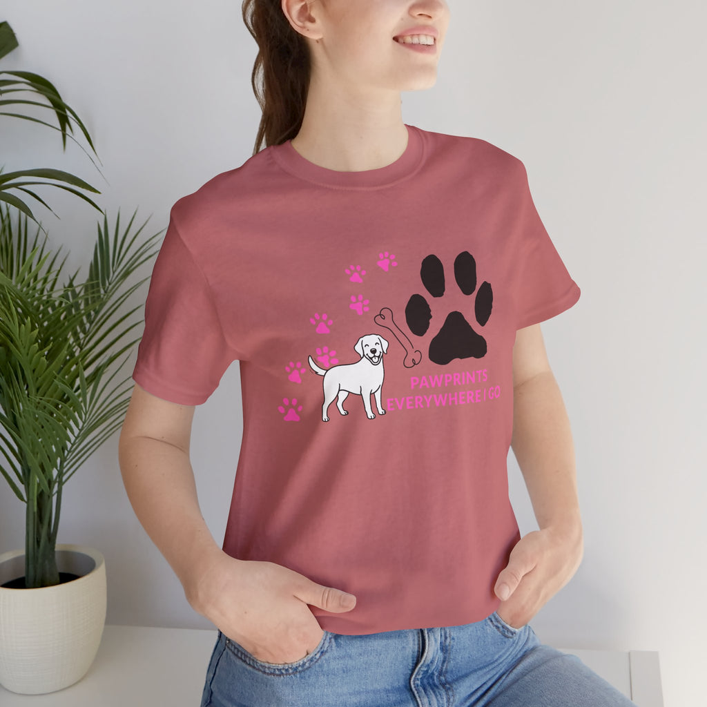 Dog Pawprint T-Shirt — "Pawprints Everywhere I Go" Cute Pet Lover Tee