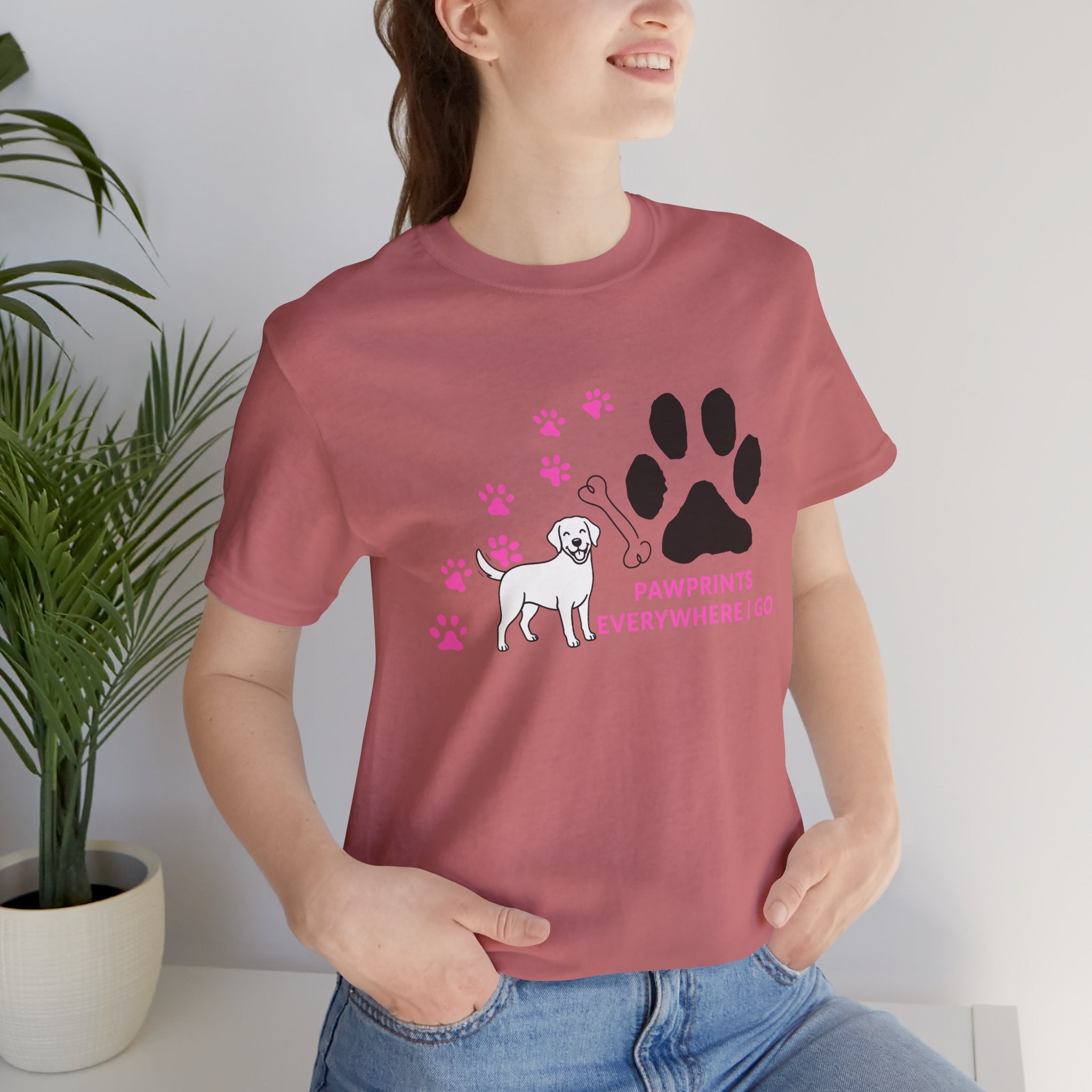 Dog Pawprint T-Shirt — "Pawprints Everywhere I Go" Cute Pet Lover Tee