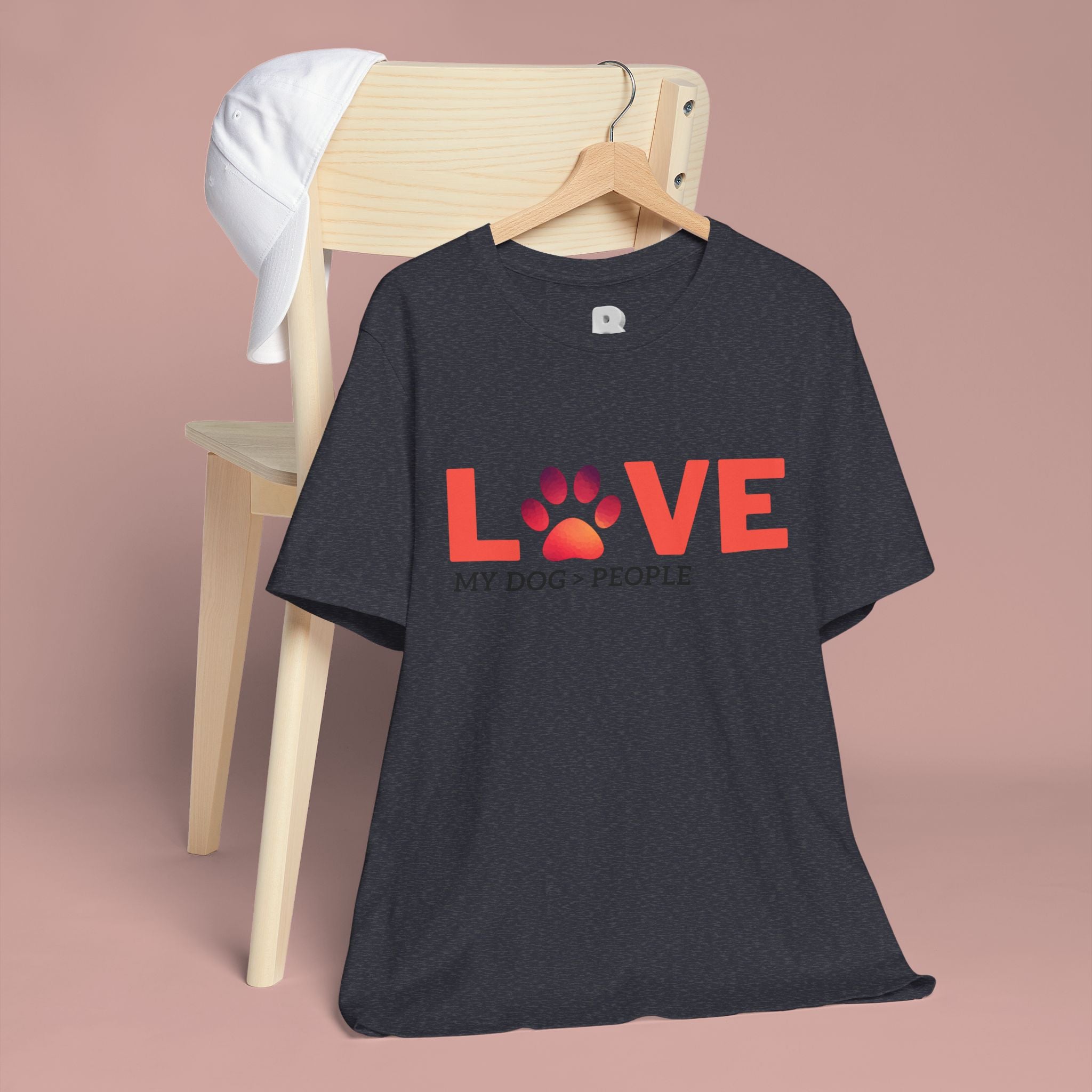Dog Lover Tee - "LOVE My Dog > People" Paw Print Graphic T-Shirt