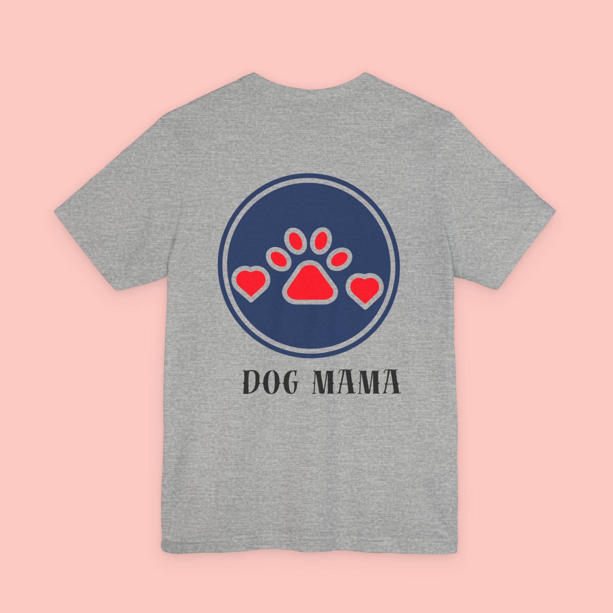Dog Mama Tee - Paw Print Heart Graphic Short Sleeve Shirt