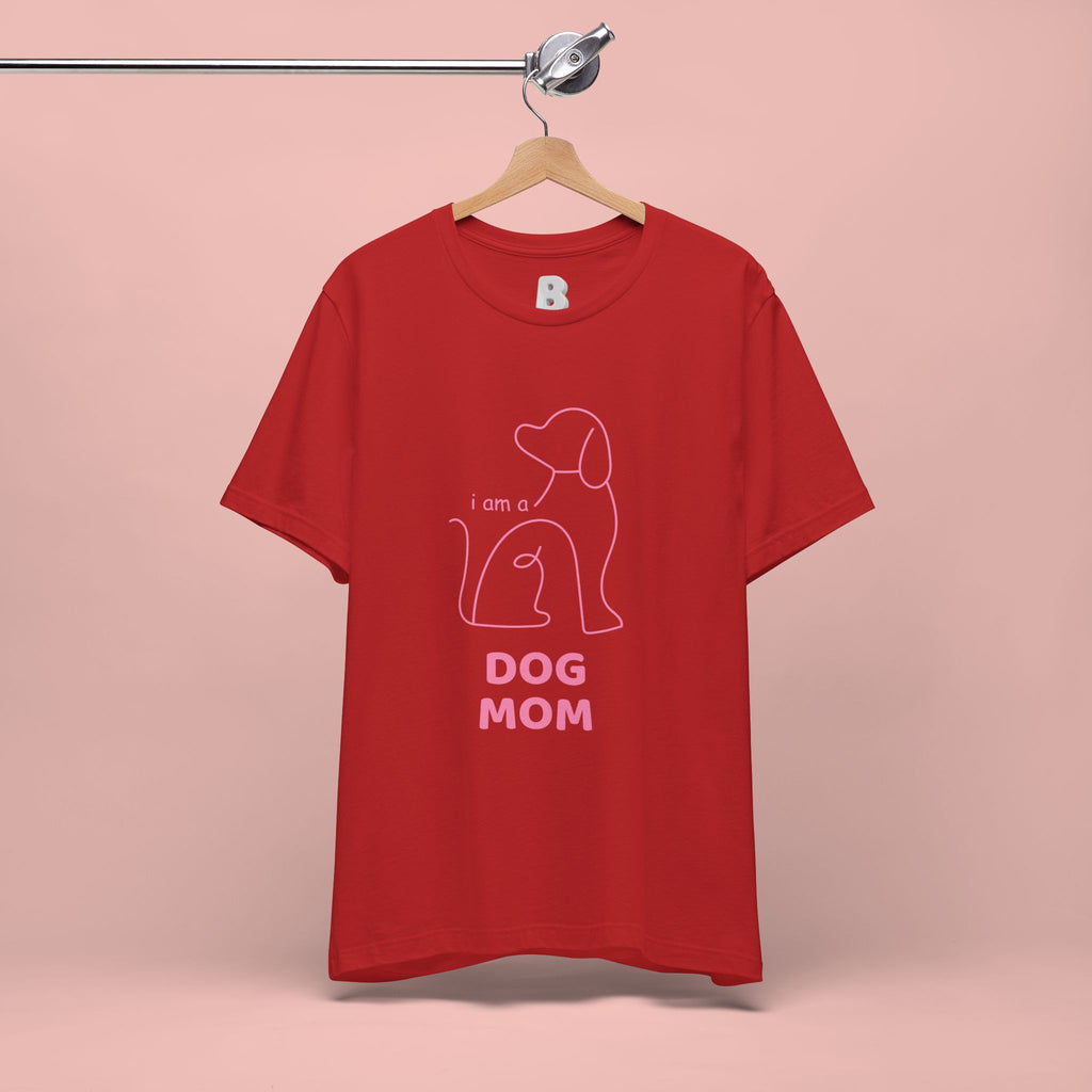Dog Mom T‑Shirt – Minimal Pink Line Art Dog Tee