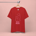 Dog Mom T‑Shirt – Minimal Pink Line Art Dog Tee