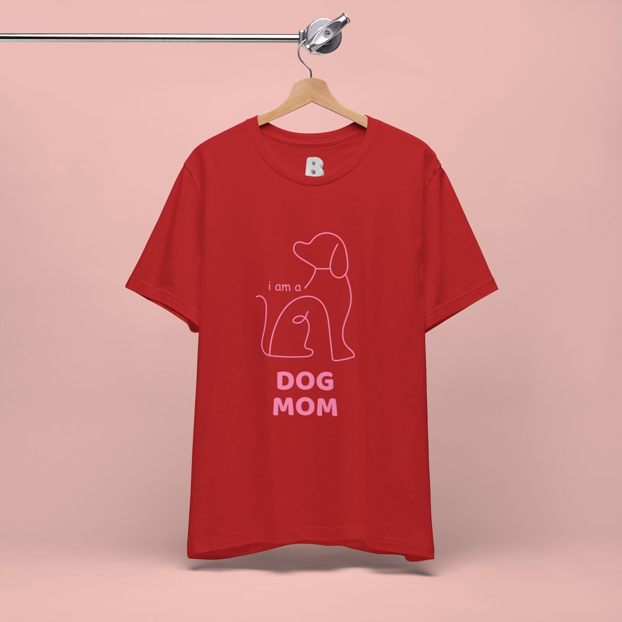 Dog Mom T‑Shirt – Minimal Pink Line Art Dog Tee