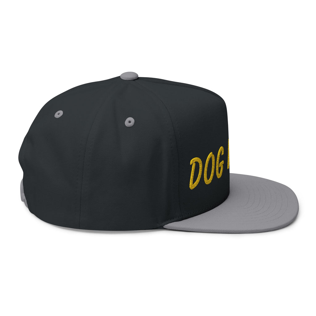 Dog Mom Embroidered Flat Bill Cap — Paw Print Snapback Hat