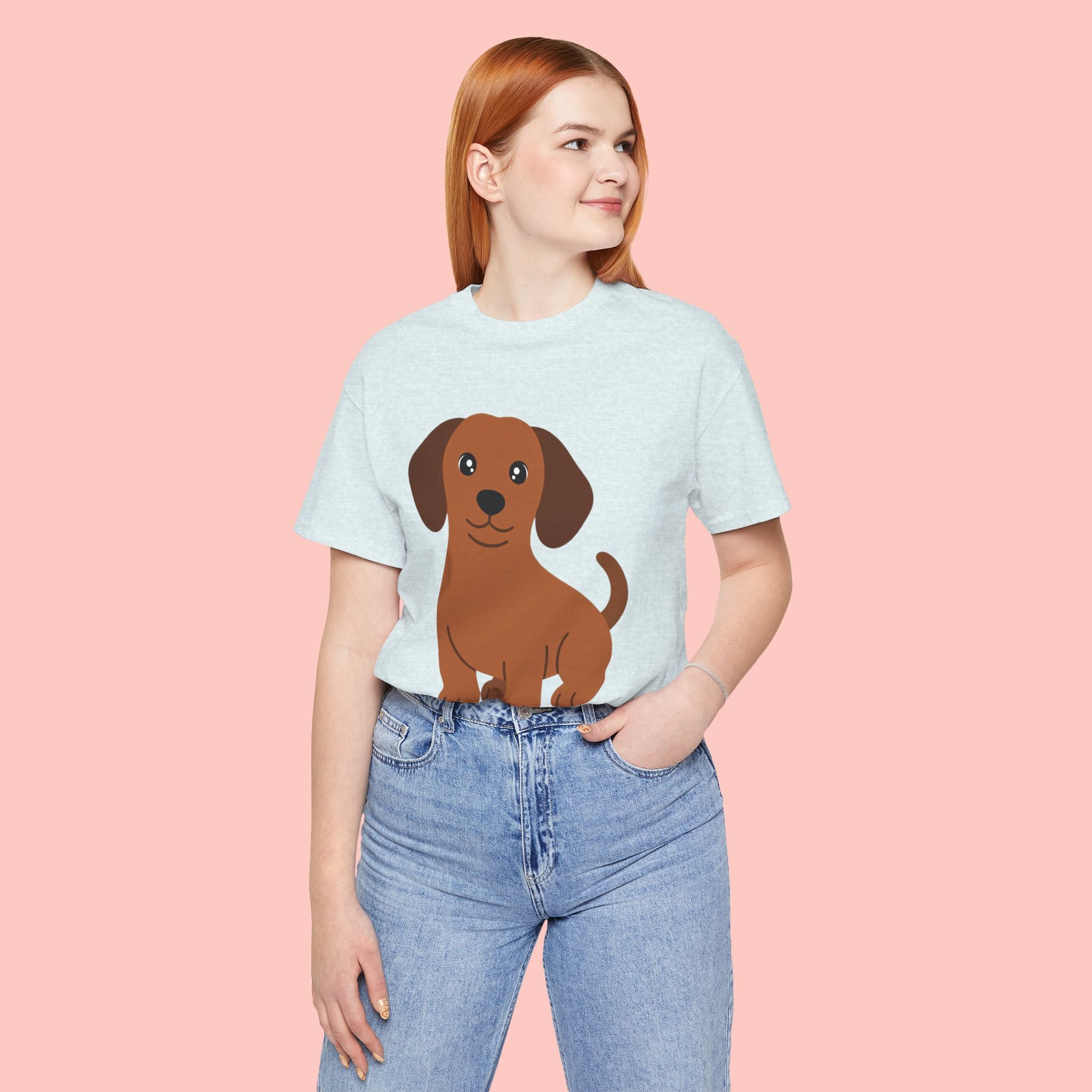 Dachshund Puppy Graphic T-Shirt — Cute Brown Dog Tee