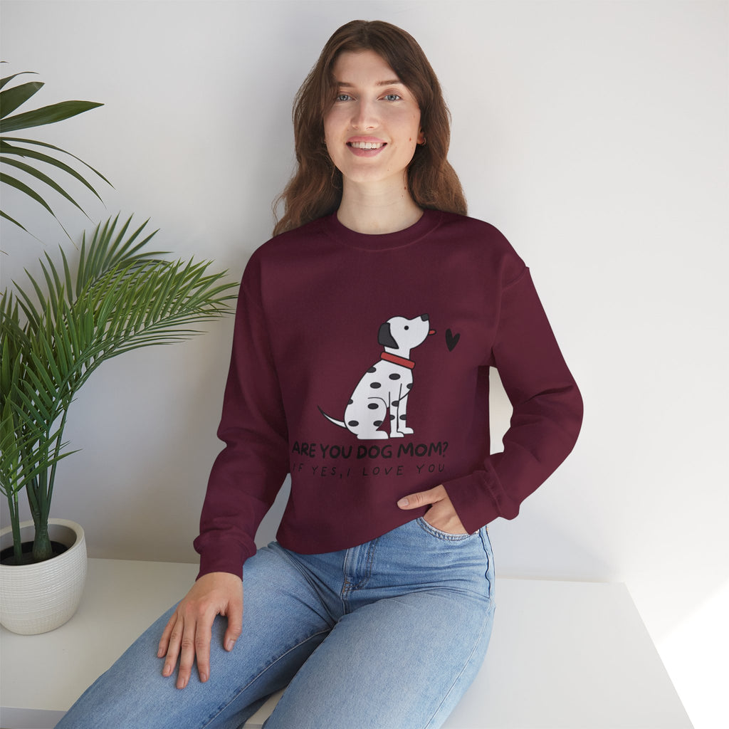 Are You Dog Mom? Cute Dalmatian Crewneck Sweatshirt for Dog Lovers