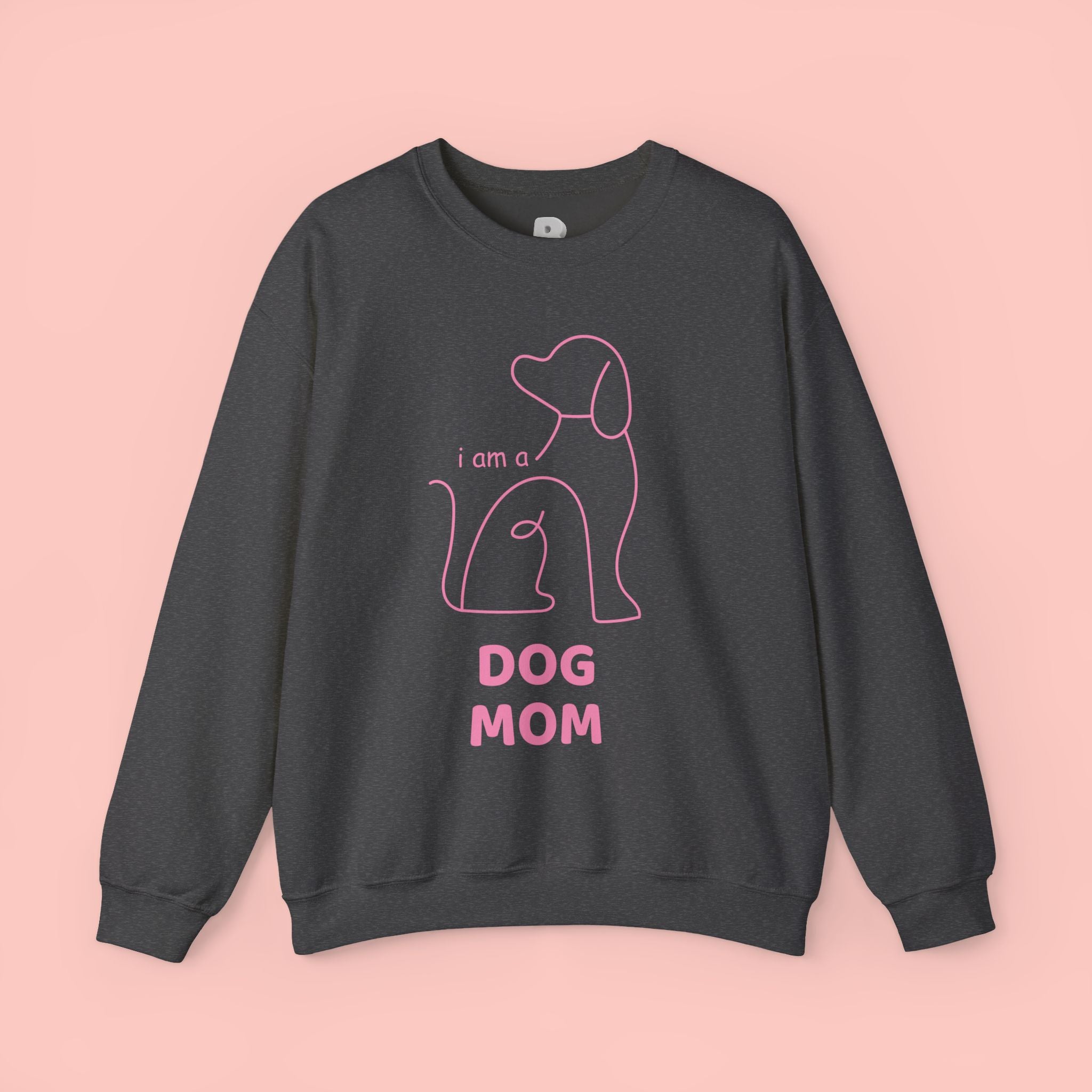 Dog Mom Crewneck Sweatshirt — "I am a Dog Mom" Minimal Line Art Pullover
