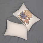 Lumbar Pillow — Cute Reading Puppy Illustration ("Paws, Rested On My Soul")