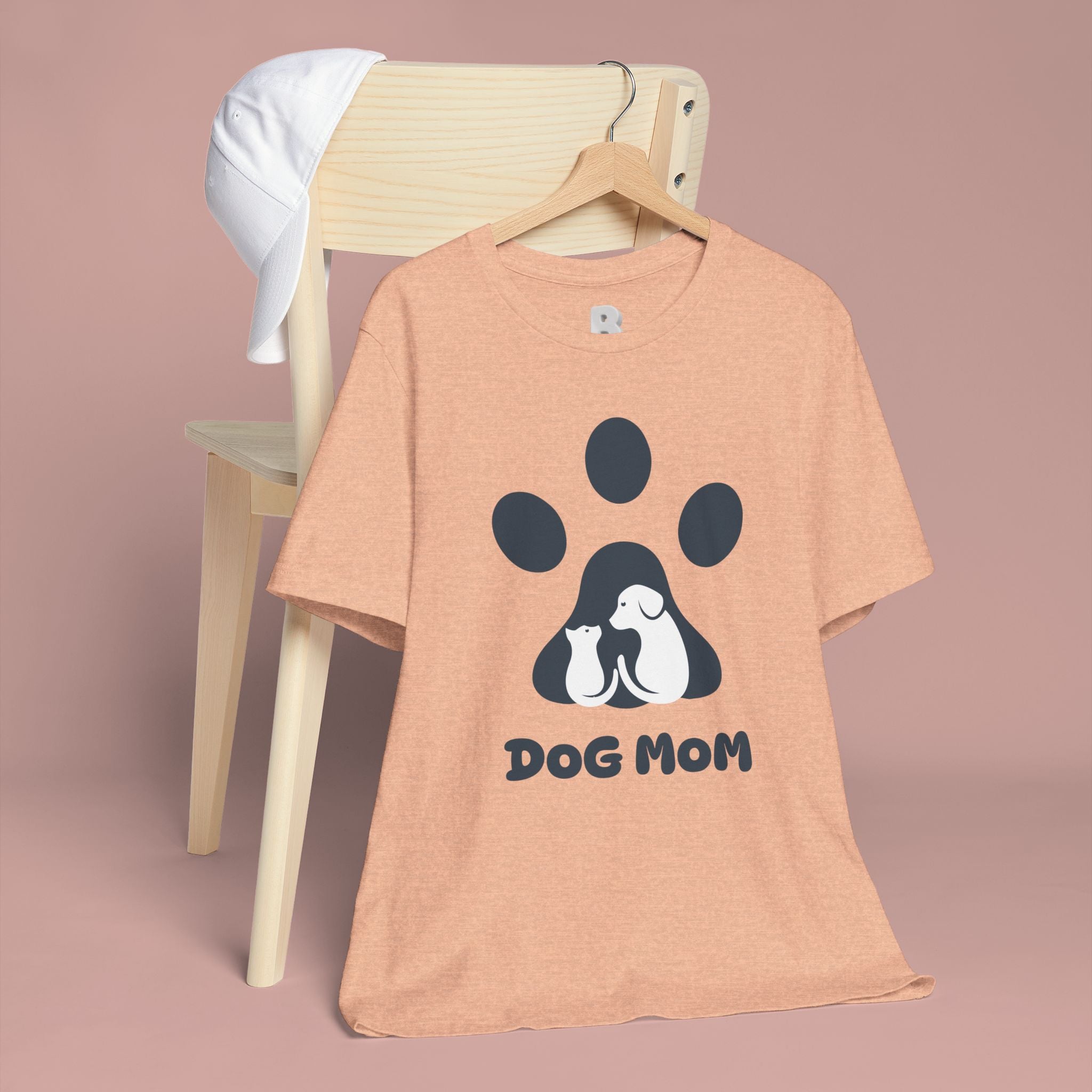 Dog Mom T‑Shirt — Paw Print with Dog & Puppy Graphic