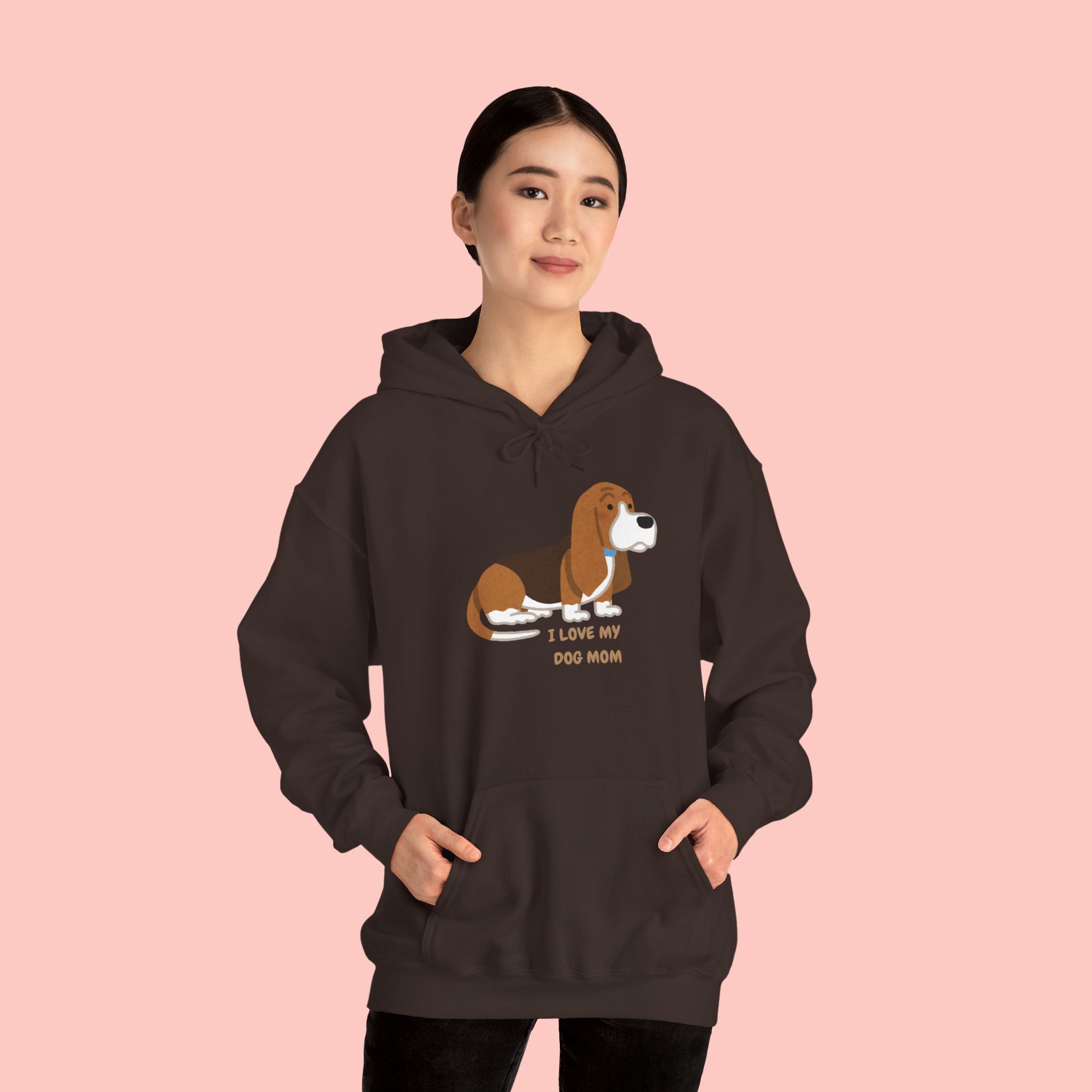 Dog Mom Hoodie — Cute Basset Hound I Love My Dog Mom Sweatshirt